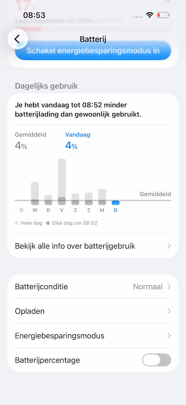 Instellingen batterij