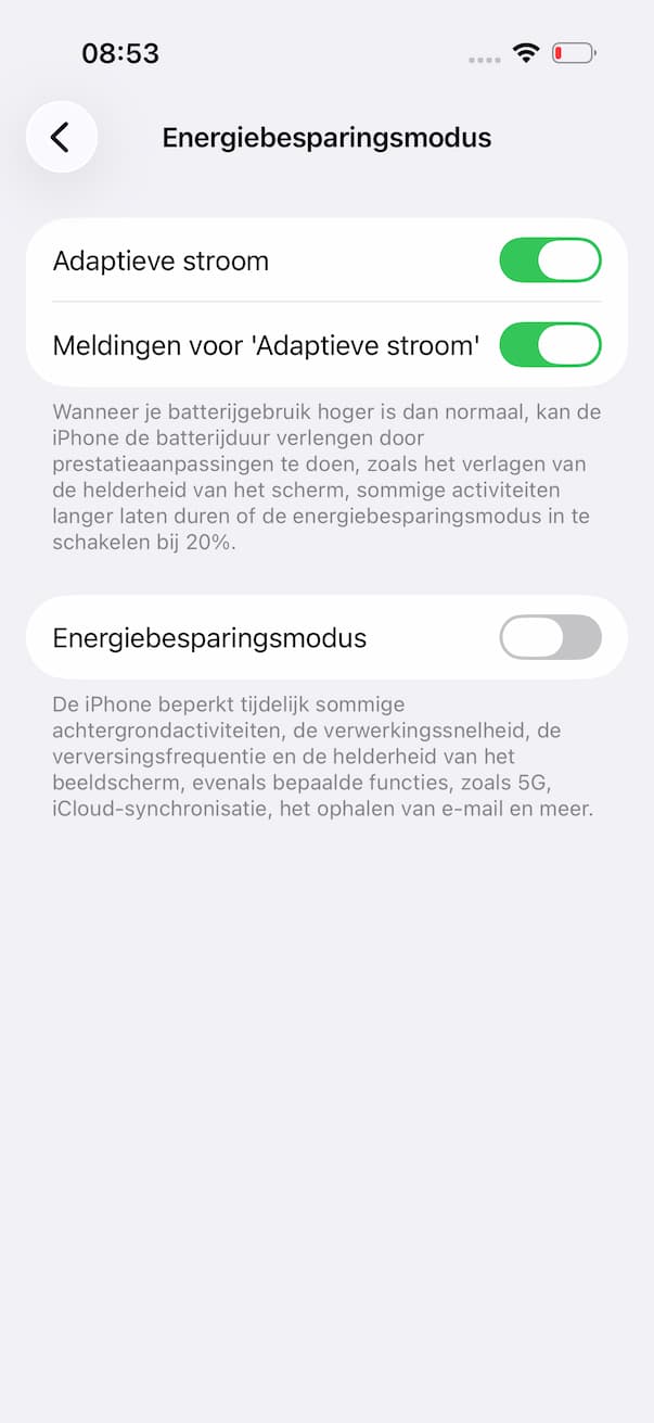 Energiebesparingsmodus