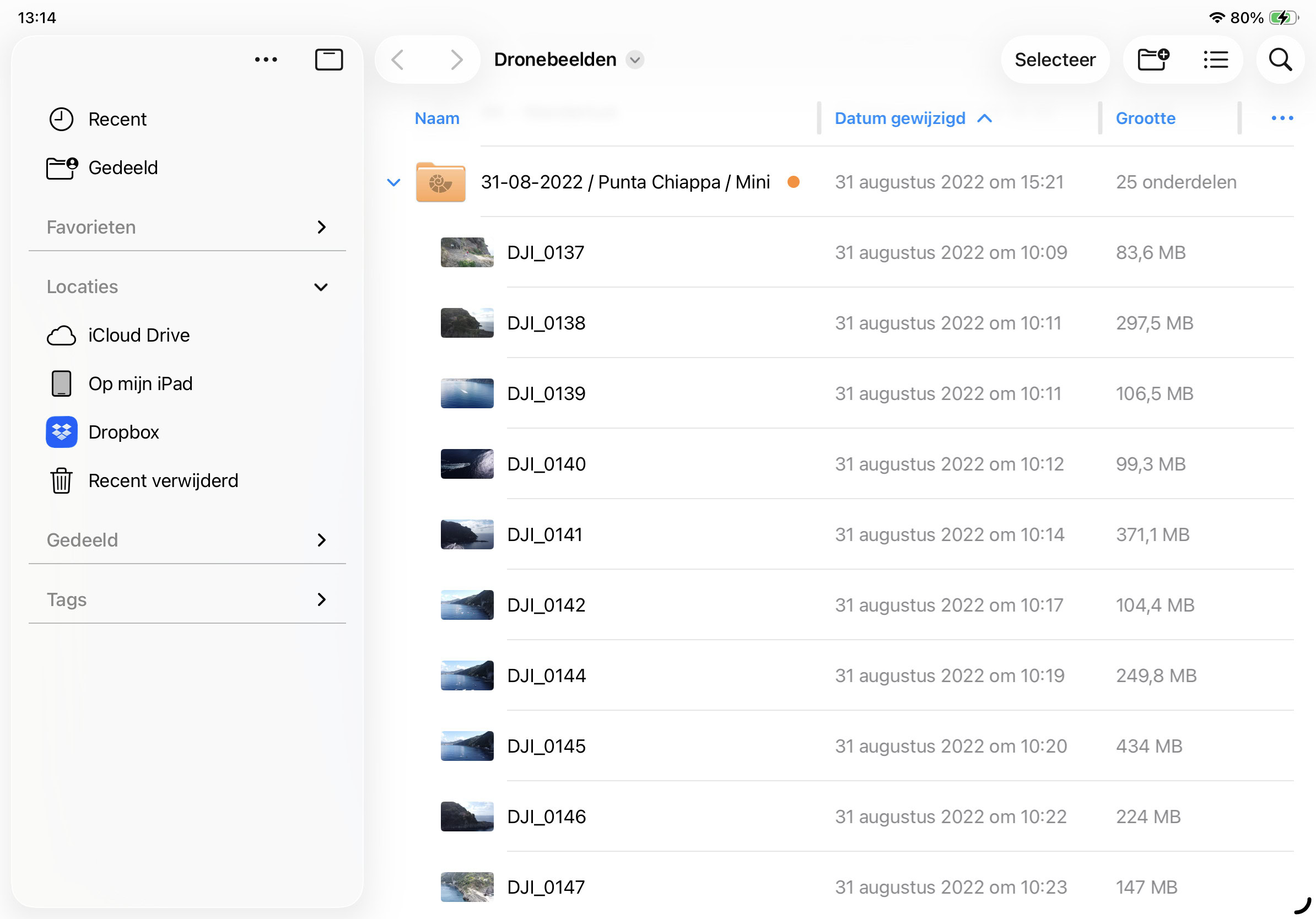 Instructiefoto: Lijstweergave in bestanden