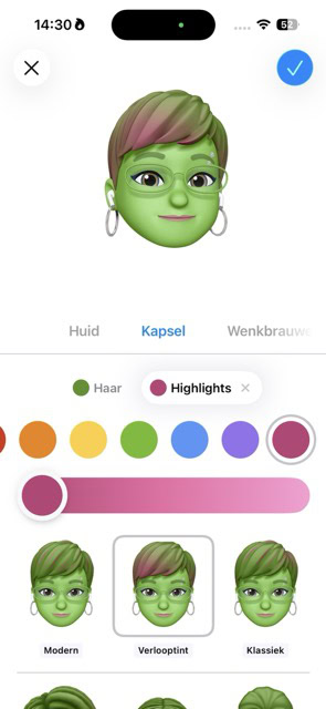 huidskleur en haarkleur aanpassen