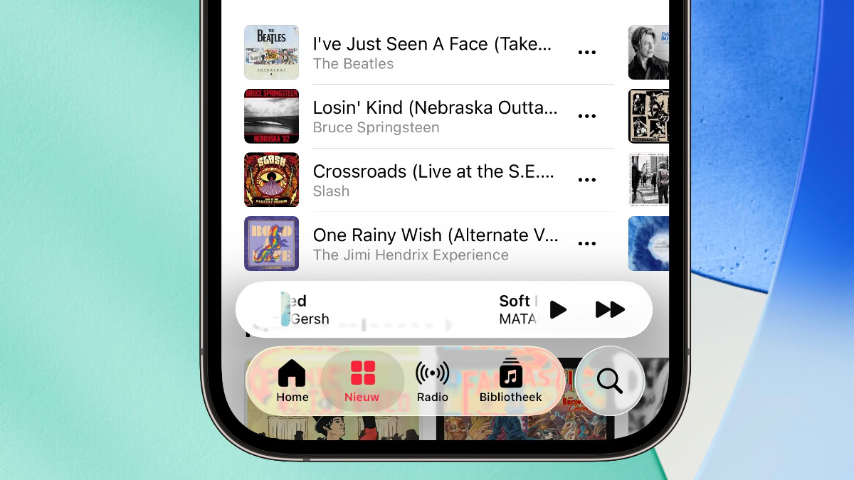 Muziek-app met luisterbalk waarin wordt gesleept