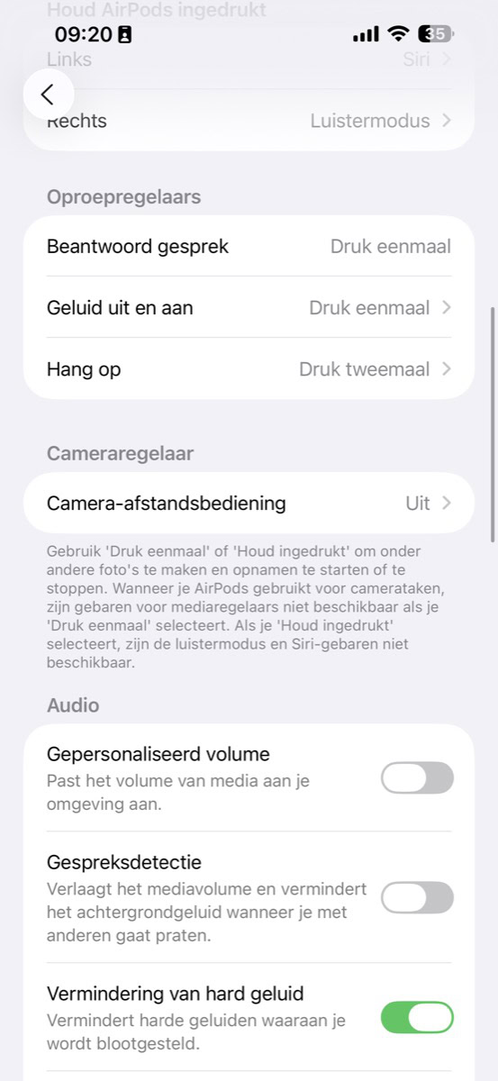 Instellingen voor AirPods op iPhone