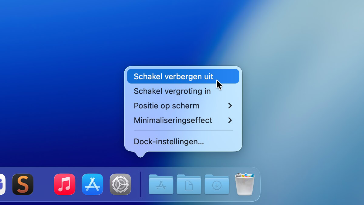 macOS Tahoe Dock verbergen
