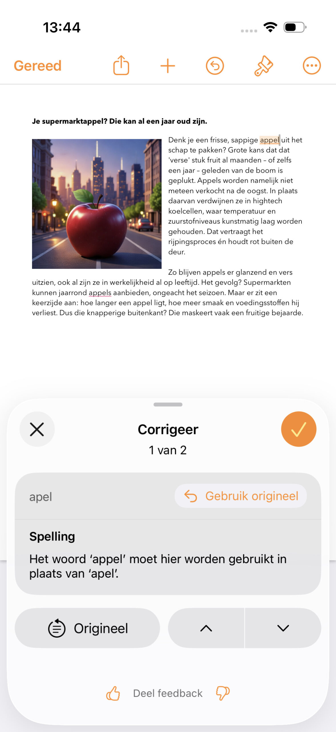 Instructiefoto: Corrigeer