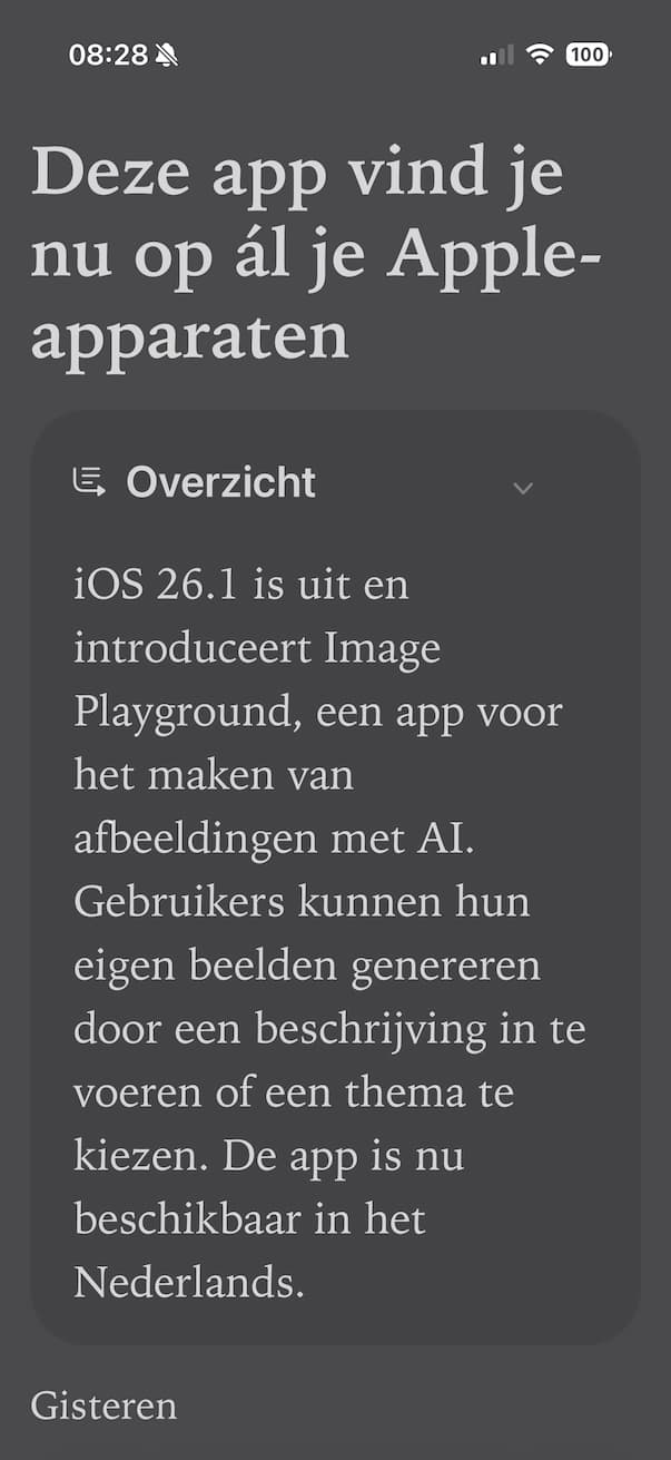 Overzicht in Safari