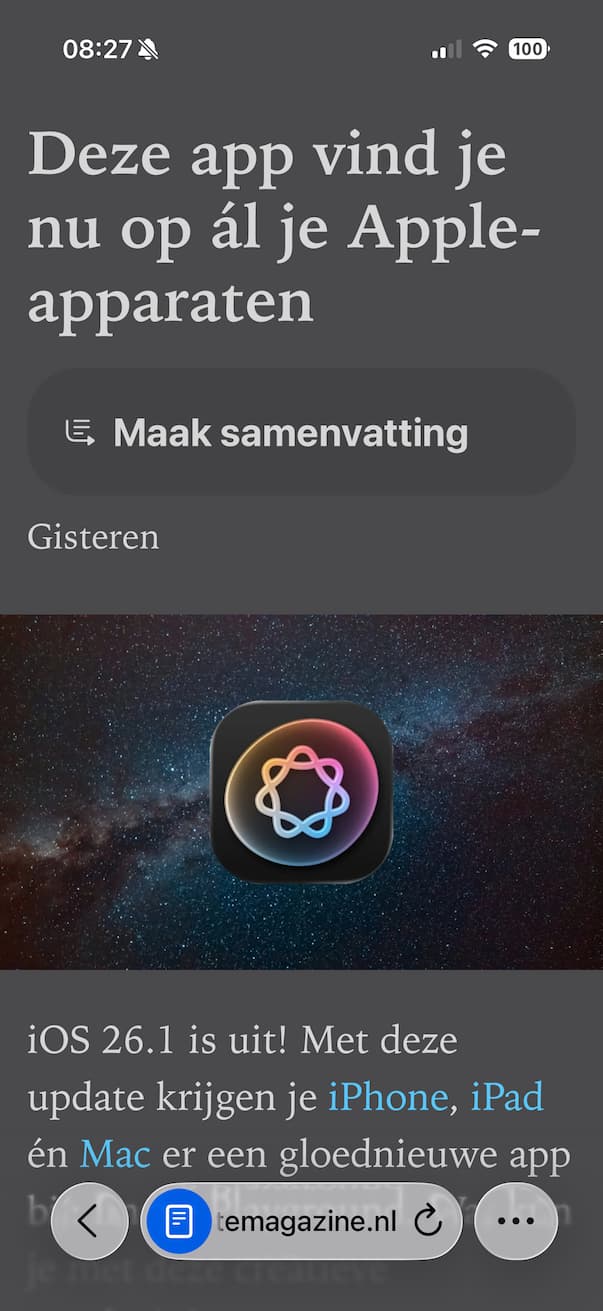 Samenvatten in Safari