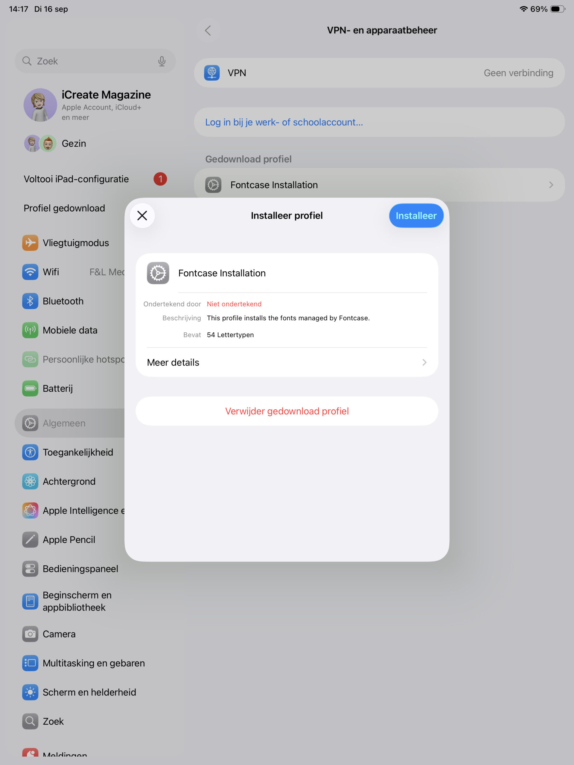 Instructiefoto: Installeer profiel