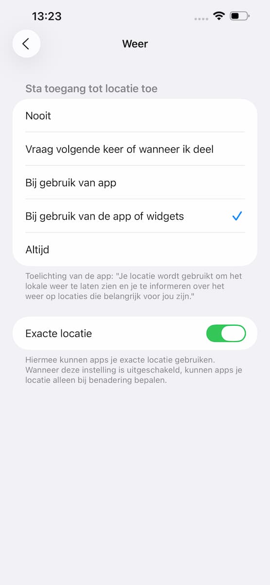 Instructiefoto: Kies per app