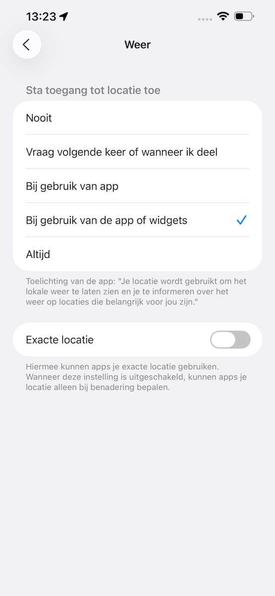 Instructiefoto: Exacte locatie