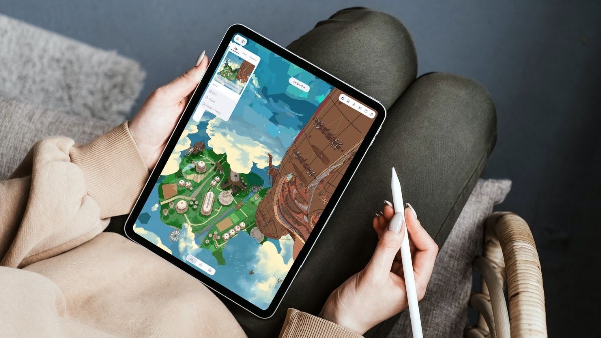 iPad met Feather-app op schoot