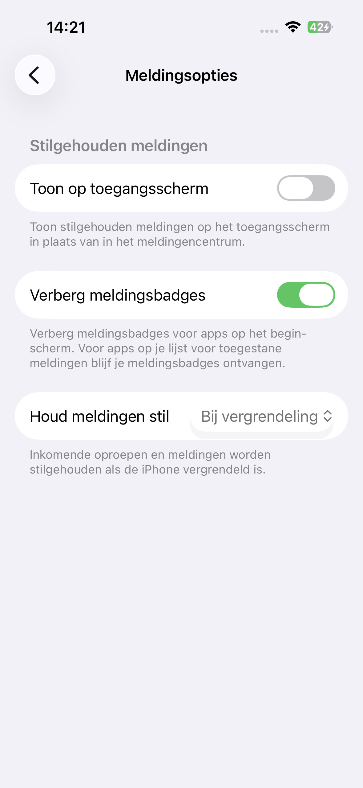 Instructiefoto: Opties