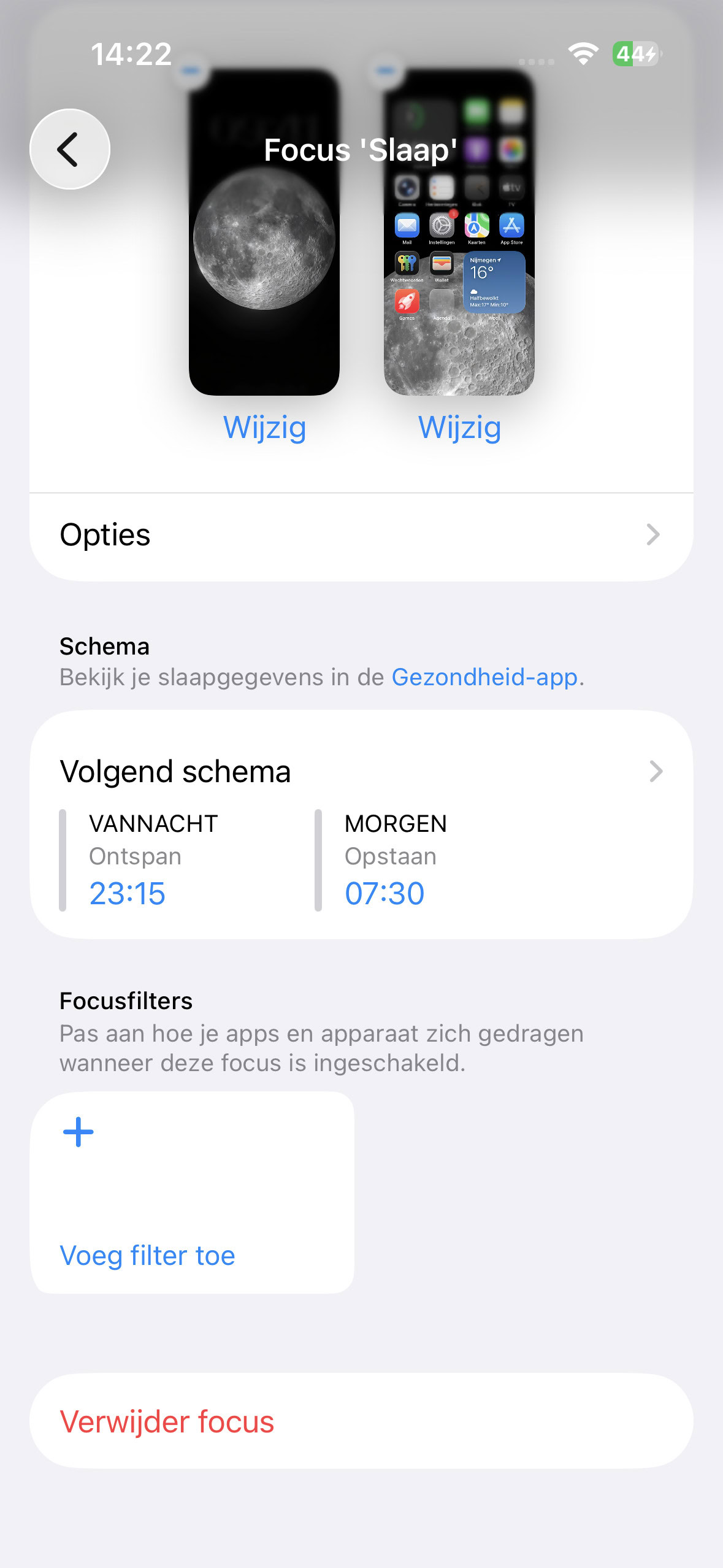 Instructiefoto: Slaapschema