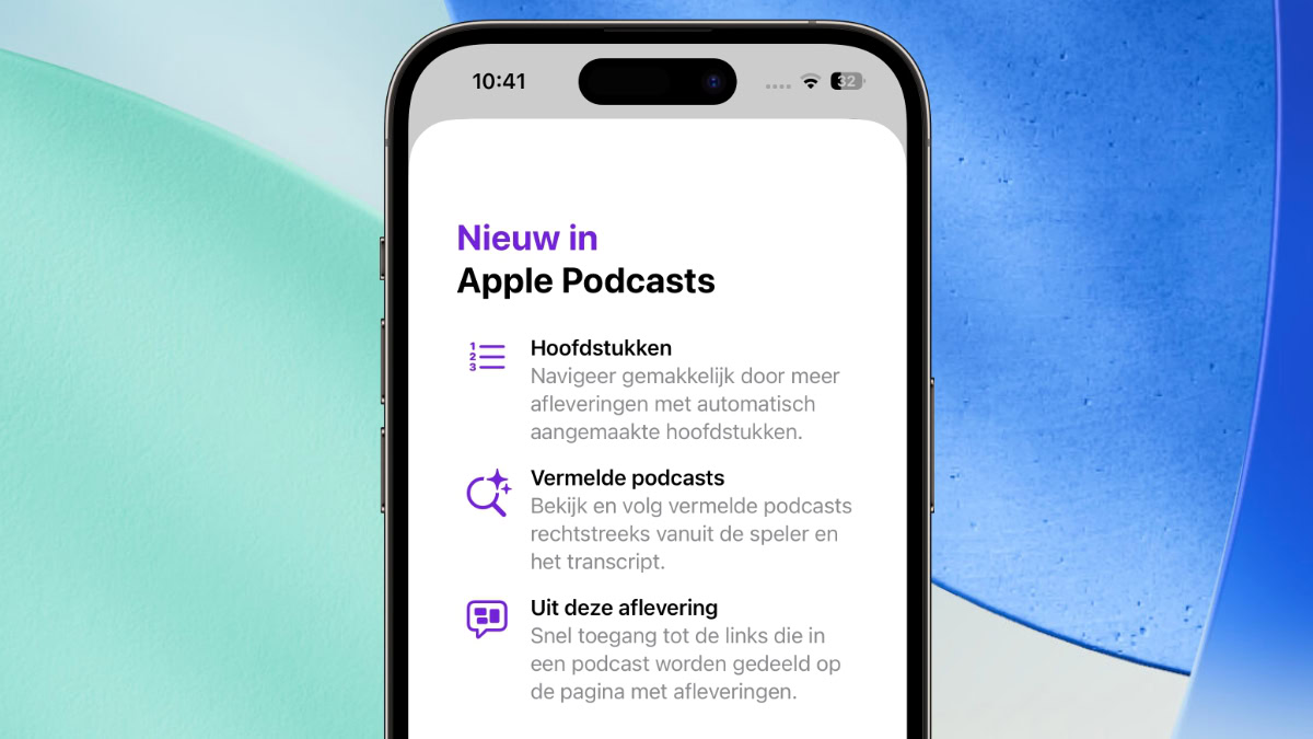 Menu met nieuwe functies in Podcasts