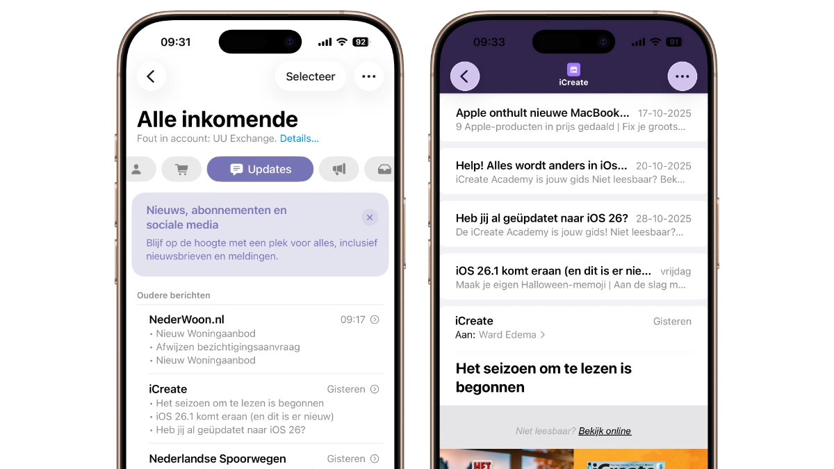 Gegroepeerde mails iPhone