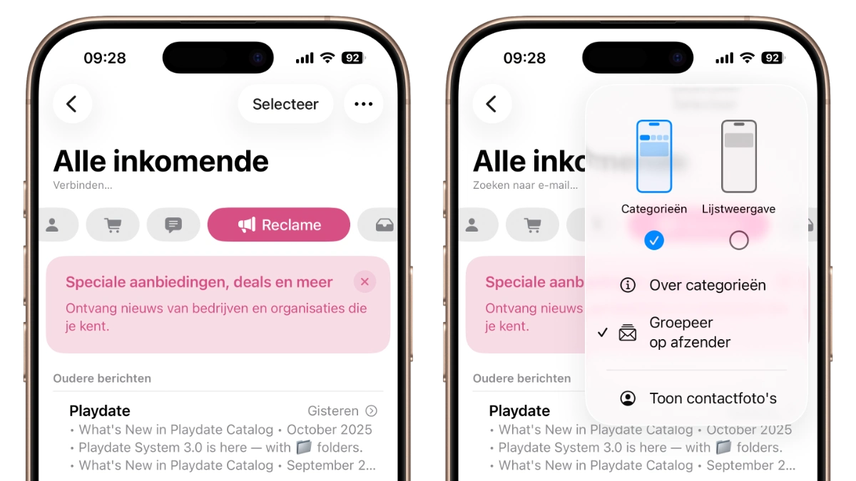 Mail interface iOS 26.1