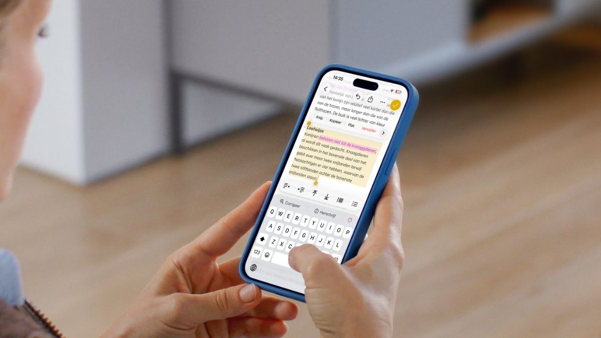 Schrijfhulp op iPhone