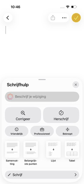Schrijfhhulp in Apple Intelligence