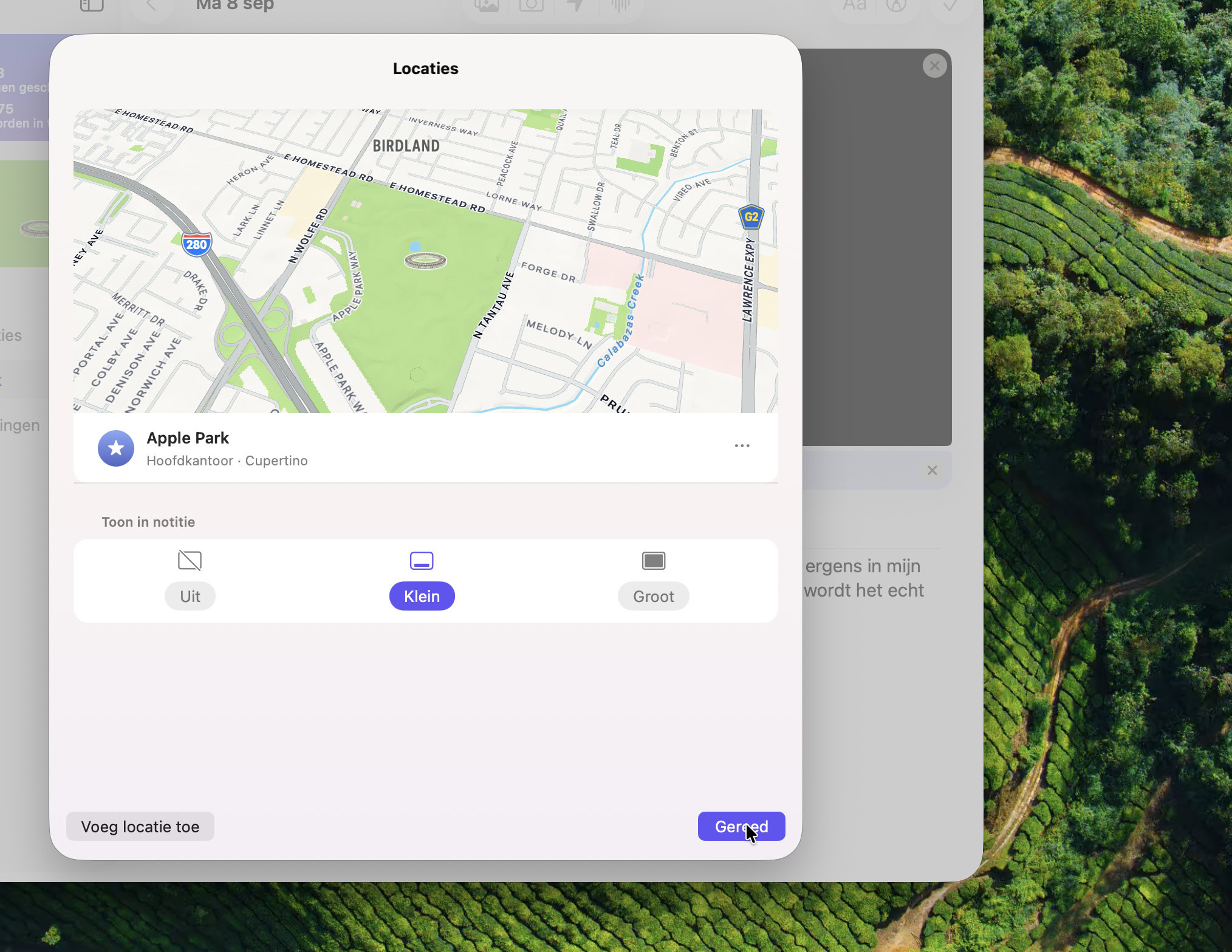 Instructiefoto: Voeg locatie toe