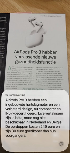 Visual Intelligence vat een tekst voor je samen