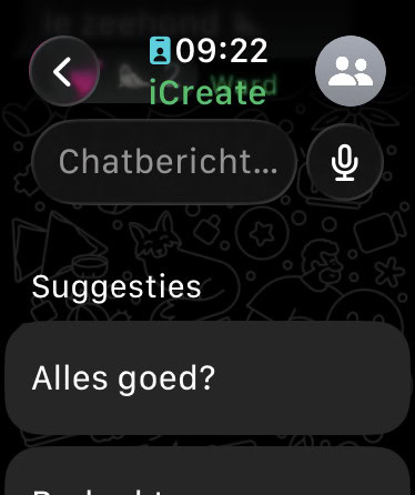 Gesprek in WhatsApp met schatbalk en suggesties