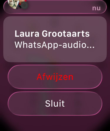 Inkomende oproep WhatsApp