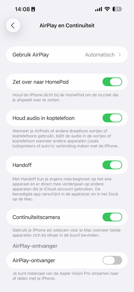 Instructiefoto: Geen CarPlay