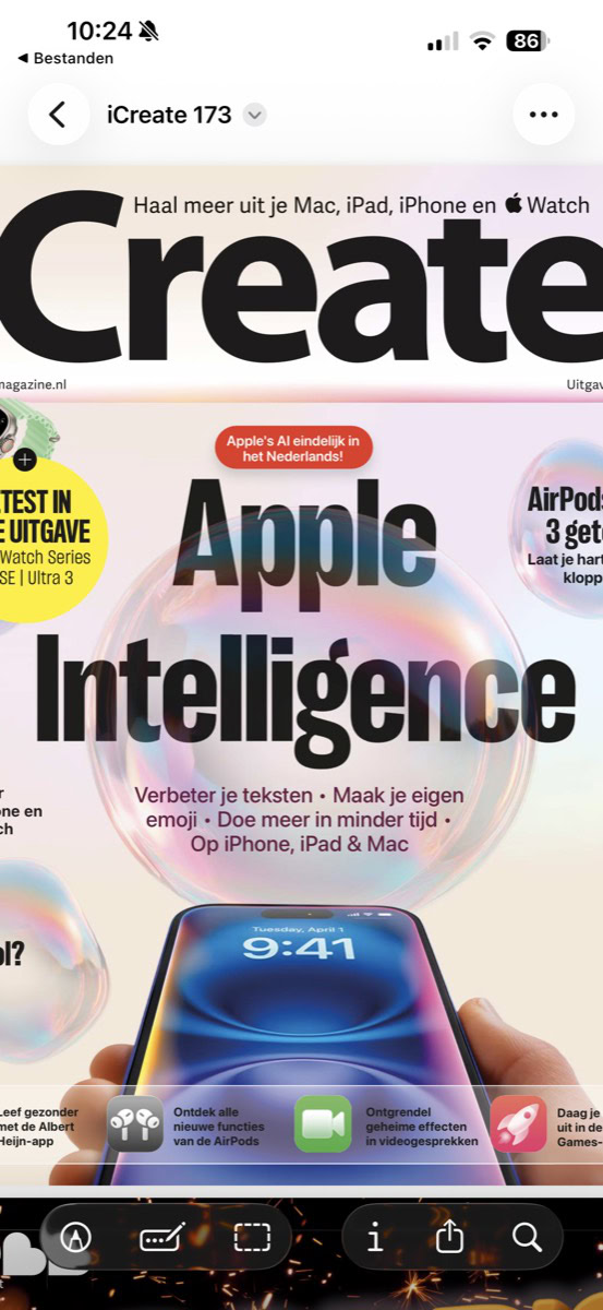 Uitgave iCreate met Deel-knop