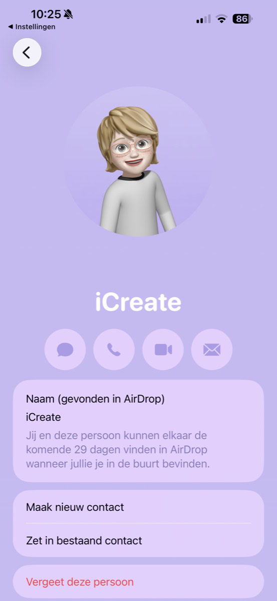 AirDrop-contact verwijderen
