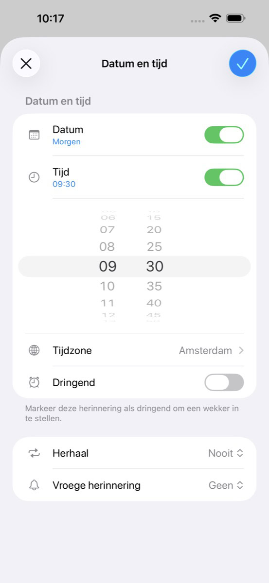 Venster om datum en tijd aan te passen