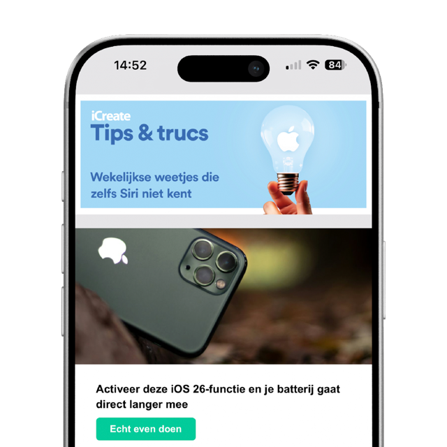 iPhone met daarin de iCreate nieuwsbrief
