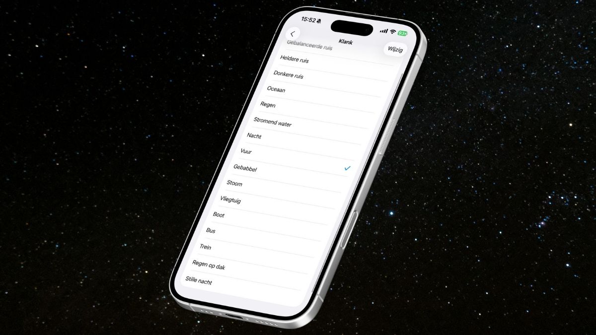 iPhone met lijst aan achtergrondgeluiden
