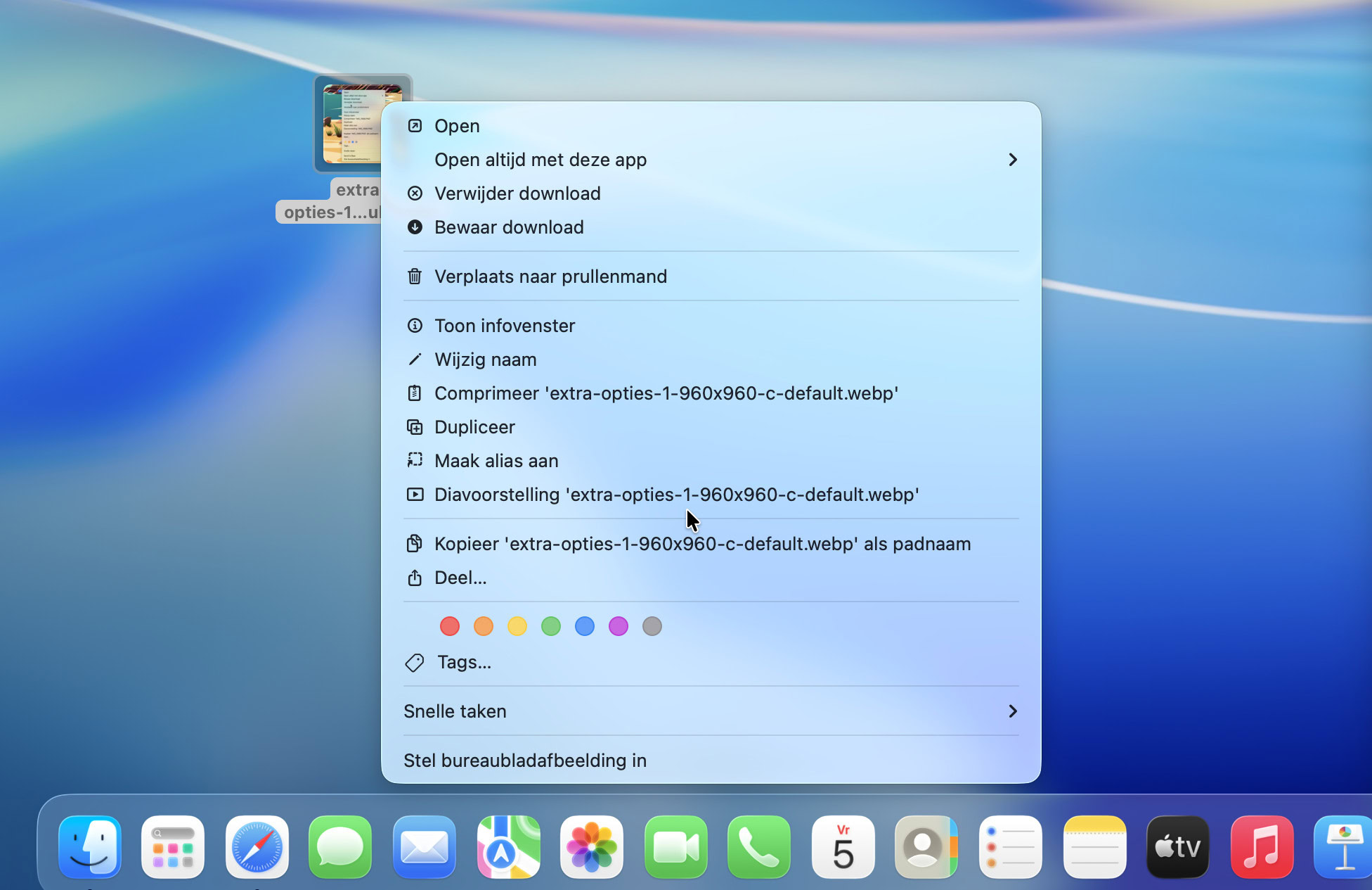 Instructiefoto: Extra opties in menu’s