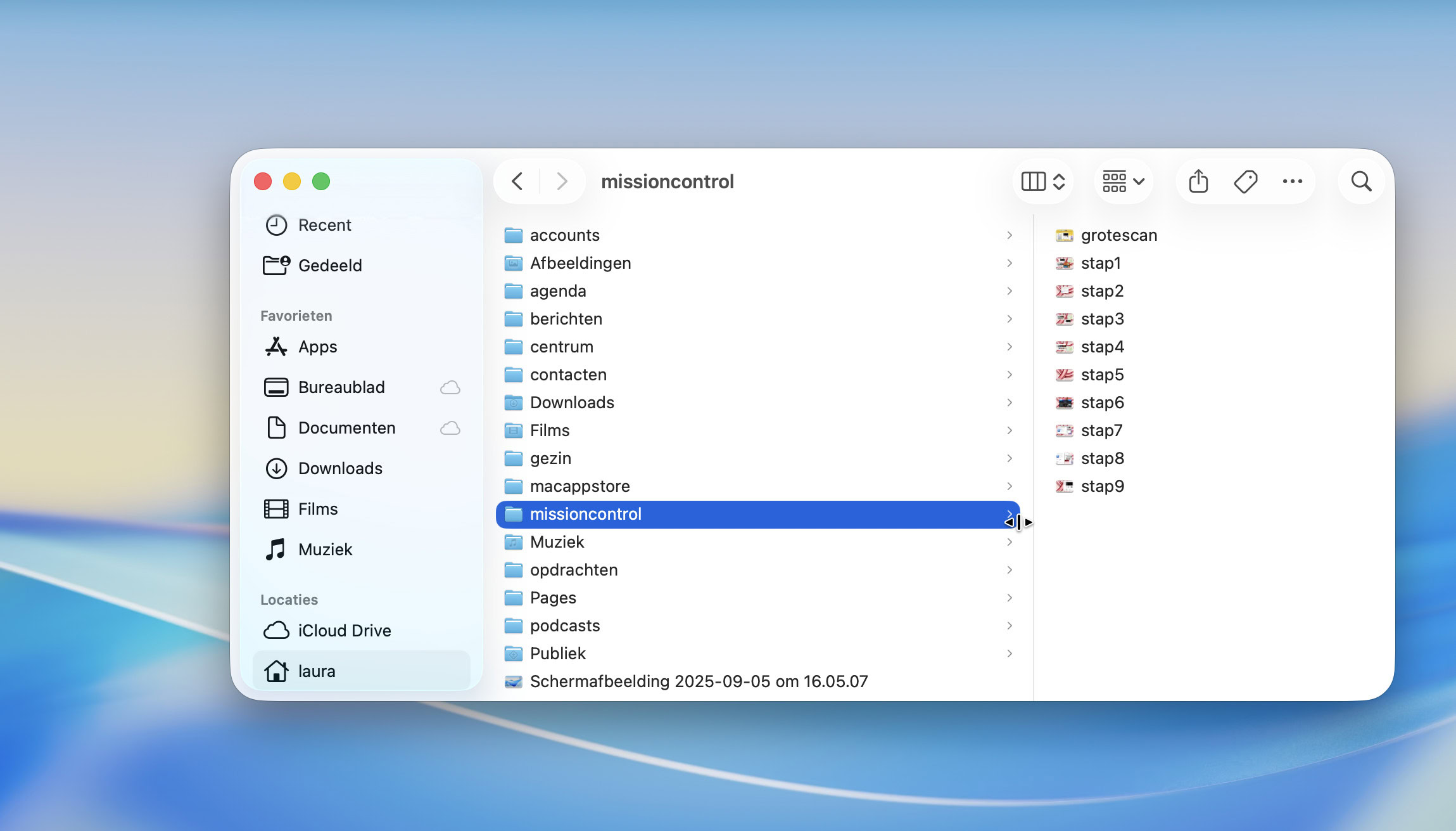 Instructiefoto: Kolombreedte aanpassen