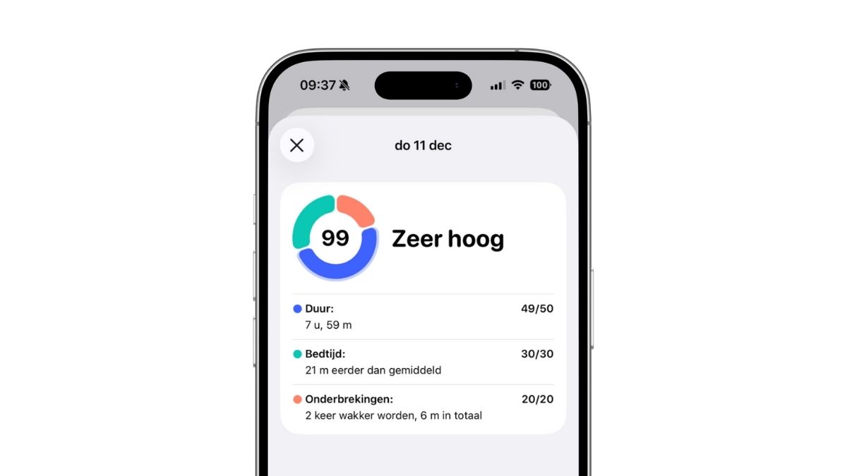 Zeer hoge slaapscore op iPhone 