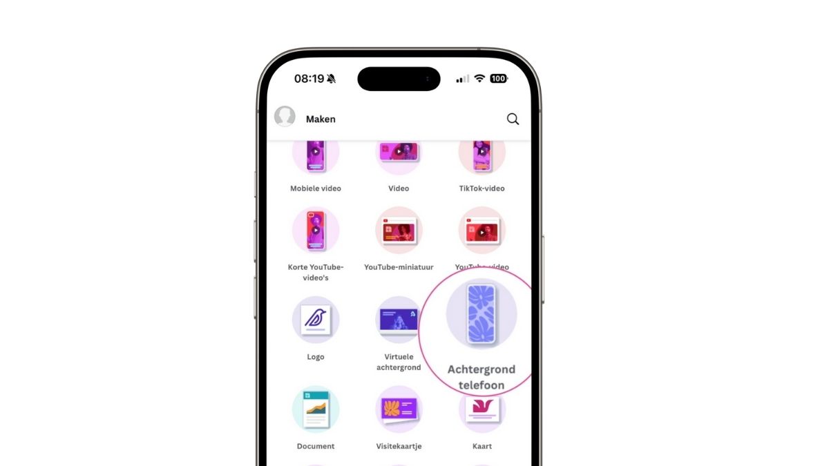 Achtergrond telefoon maken in Canva