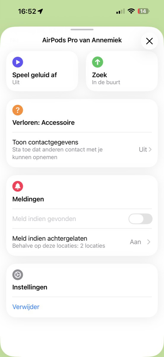 AirPods Pro in Zoek mijn-app