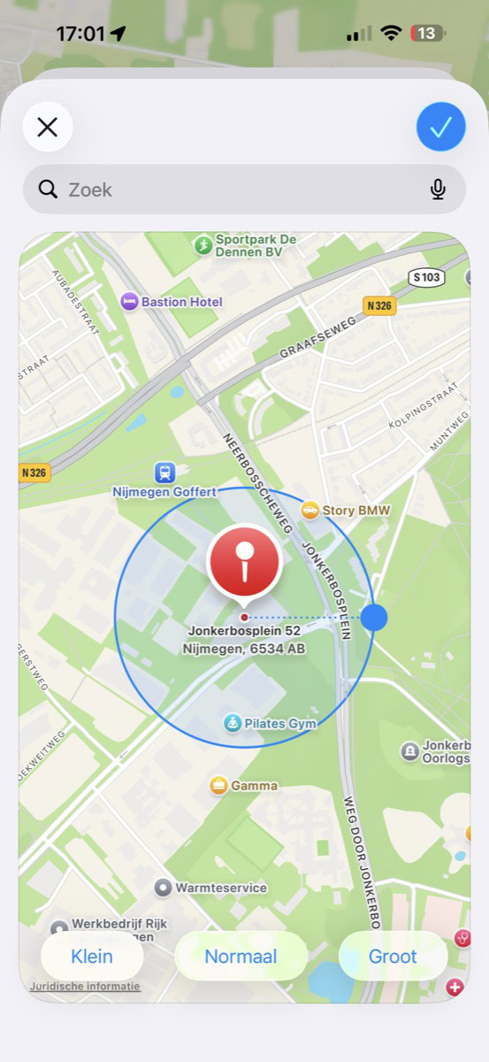 Locatie in Nijmegen in Zoek mijn-app
