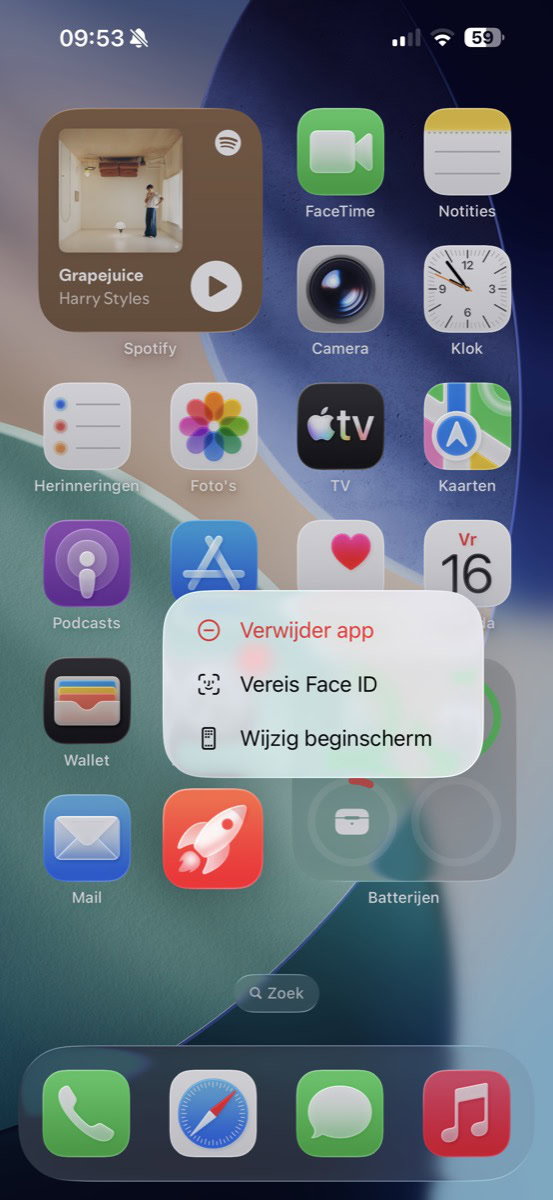 Venster bij app Games op beginscherm iPhone