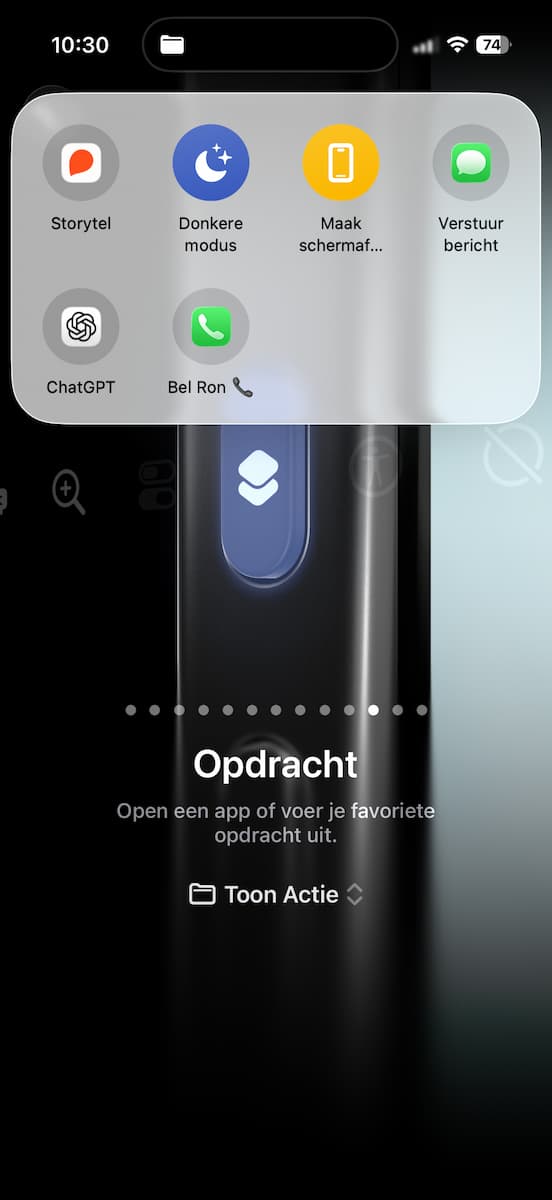 Instructiefoto: Snelmenu