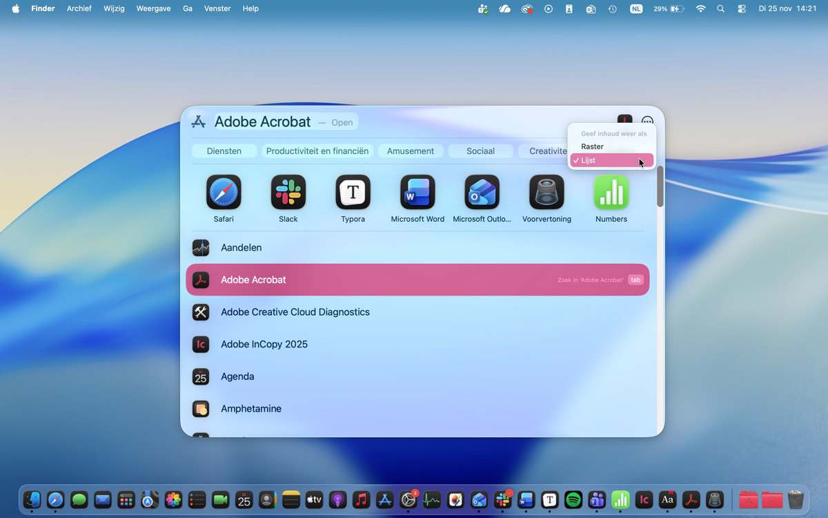 Apps-tabblad in Spotlight