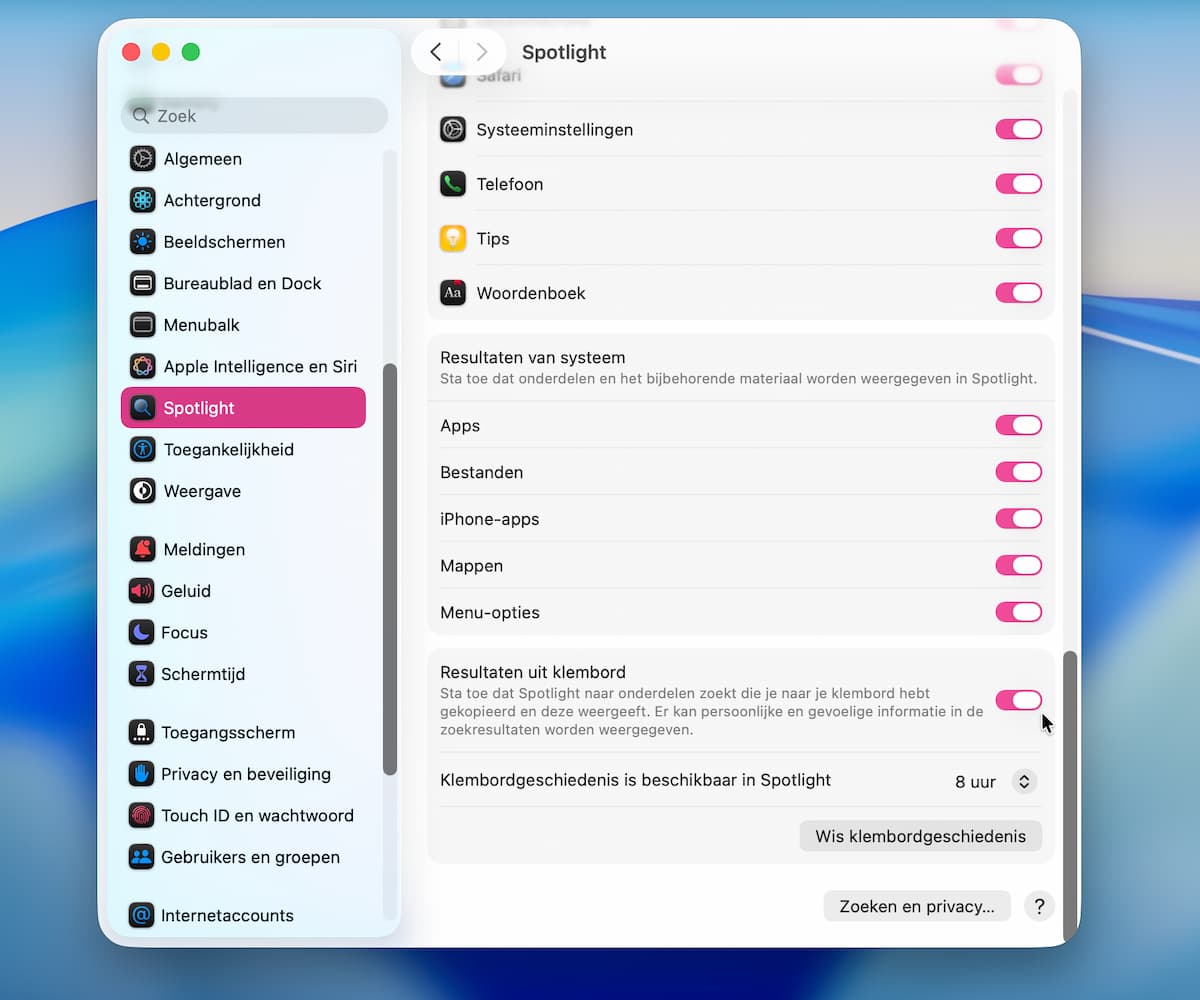 Instructiefoto: Instellingen