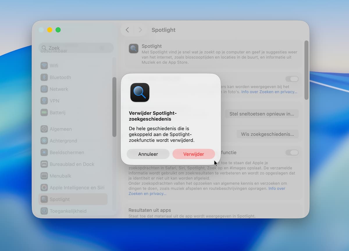 Instructiefoto: Zoekgeschiedenis