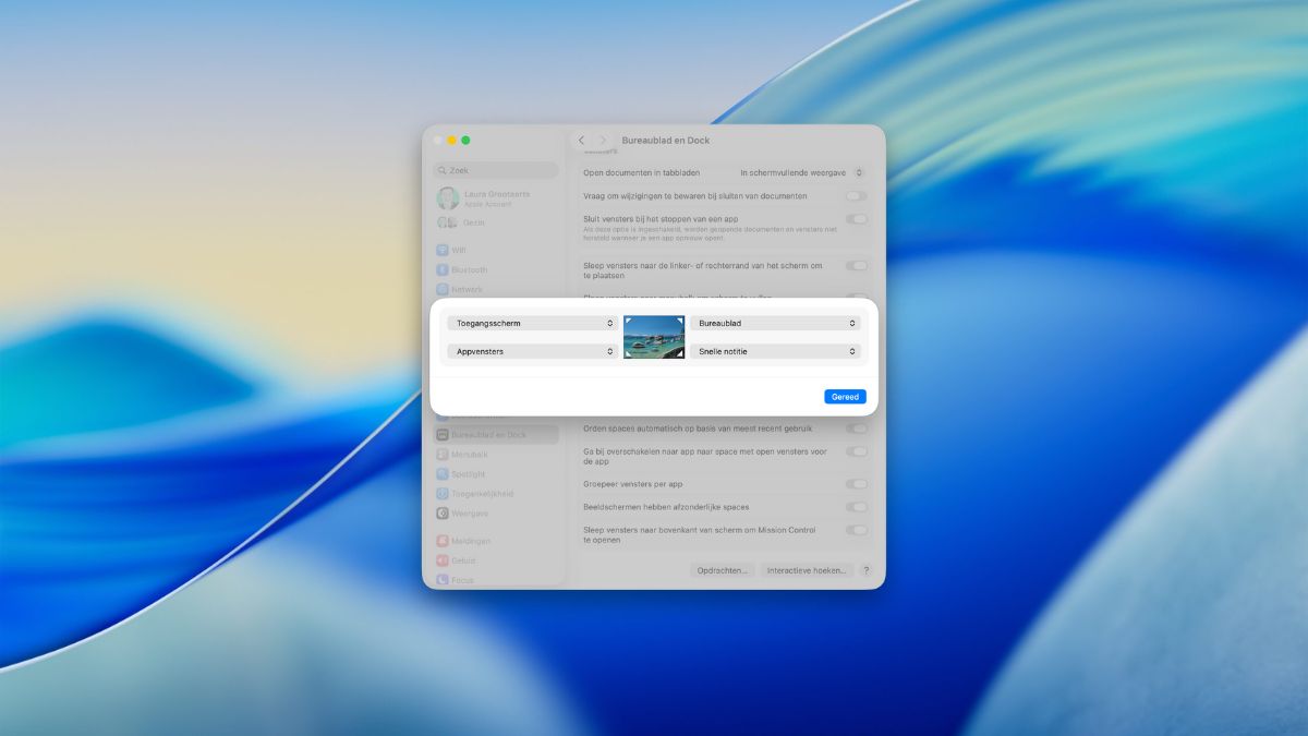 Interactieve hoeken op de Mac instellen