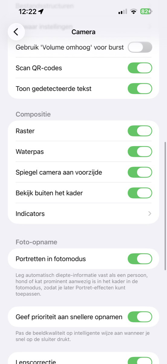 Instellingen voor Camera-app