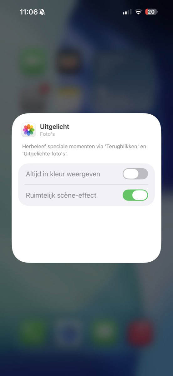 Optie voor Ruimtelijke scène-effect