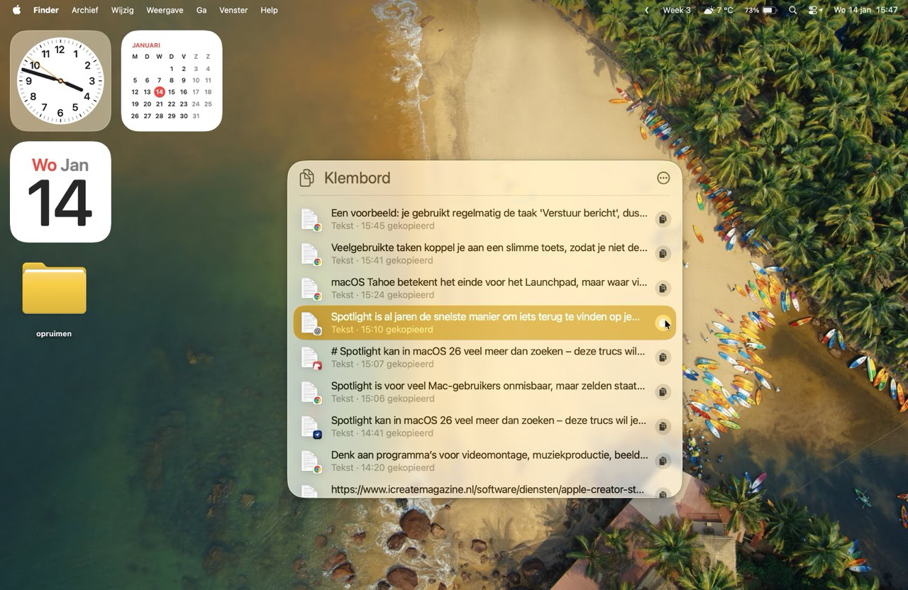 Raadpleeg je Klembordgeschiedenis in Spotlight