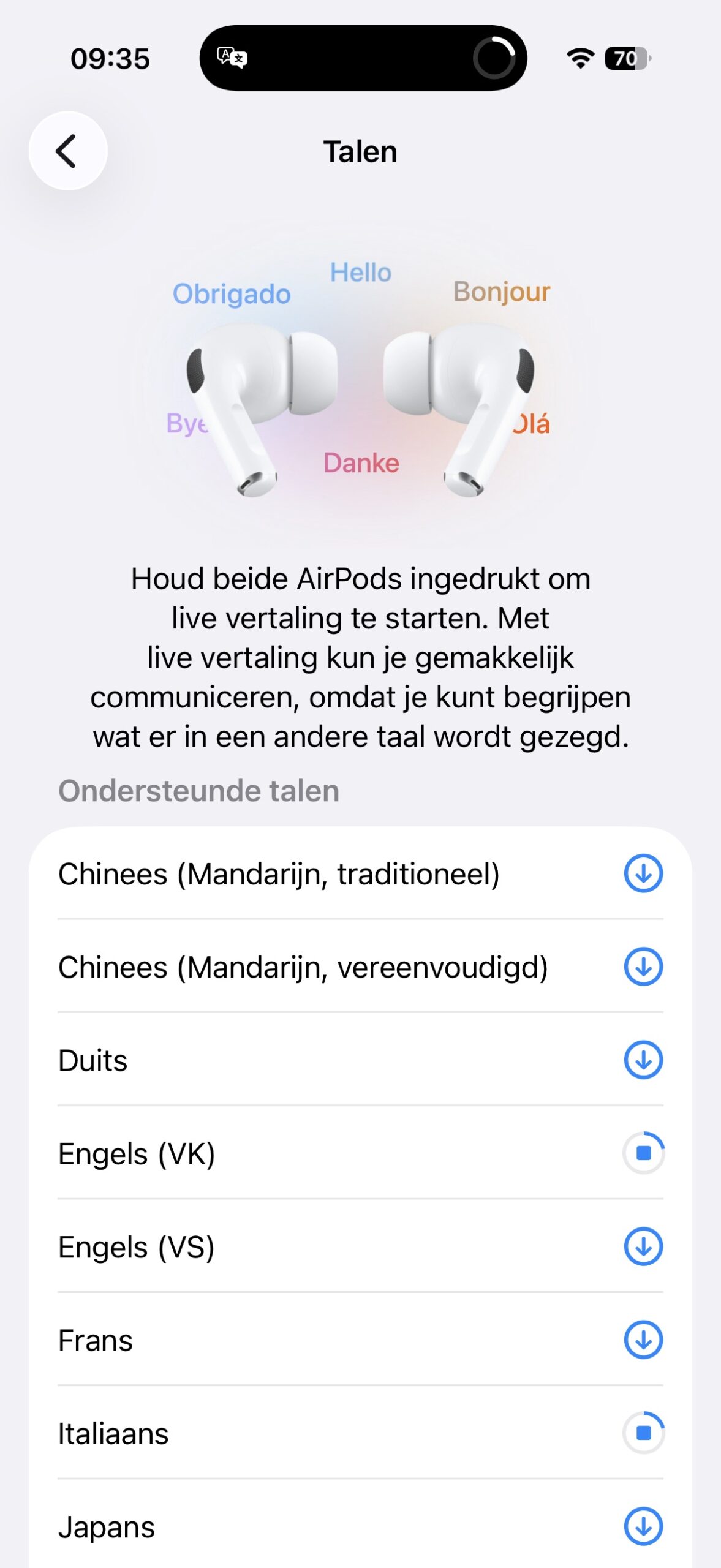 Instructiefoto: Talen downloaden