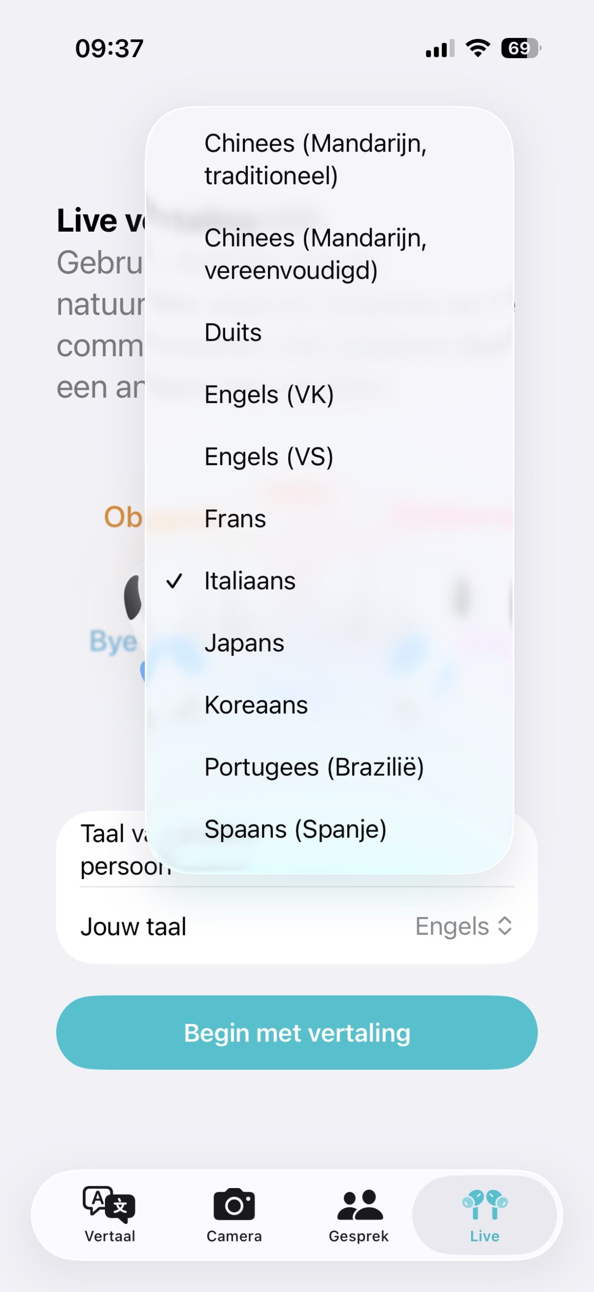 Instructiefoto: Kies de taal