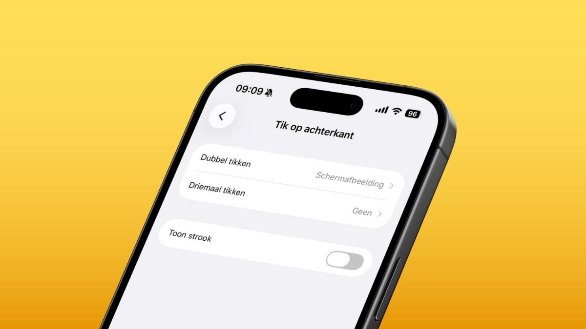 Tik op achterkant voor het maken van een screenshot