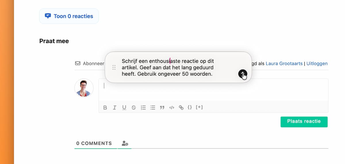 Instructiefoto: Hulp om te schrijven